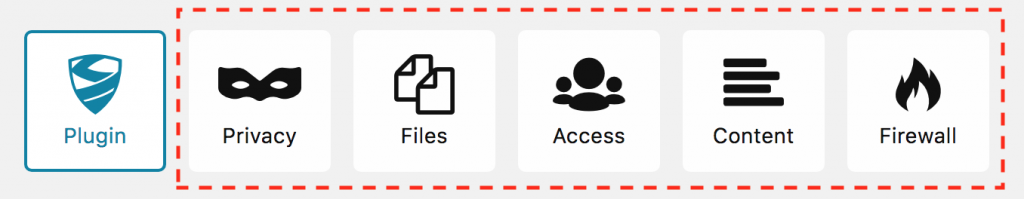 Security policy groups identified in the top icon menu.